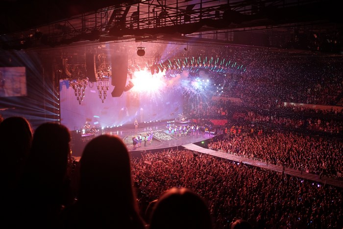 Energetic Live Concert with Stage and Crowd