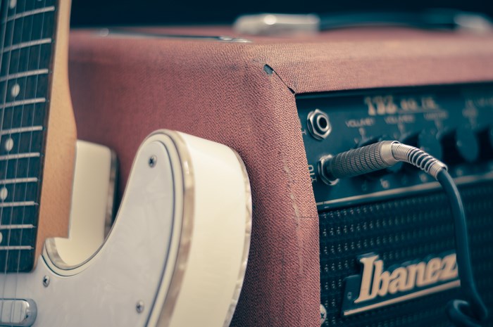 Ibanez Guitar Amplifier with Electric Guitar