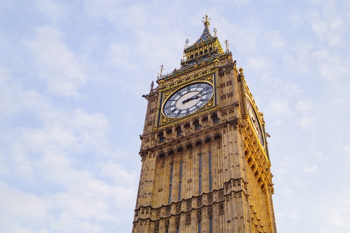 Big Ben Clock Tower in London Under a Cloudy Sky