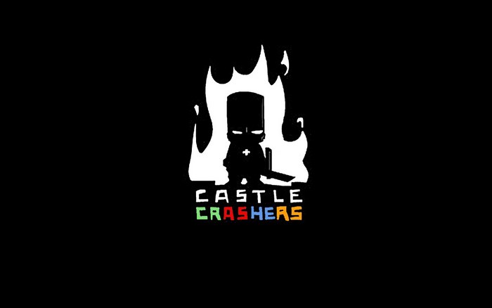 Castle Crashers logo with knight and flames