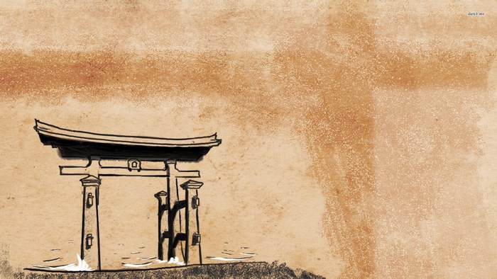 Japanese Torii gate in water