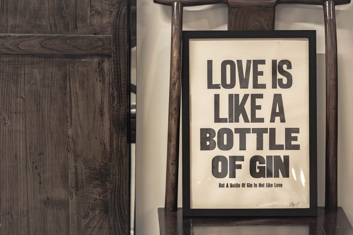 Love is Like a Bottle of Gin Quote Art