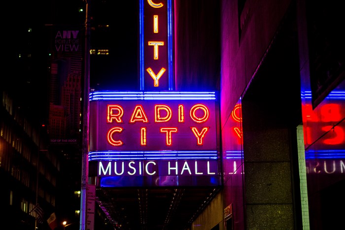 Radio City Music Hall Neon Sign at Night