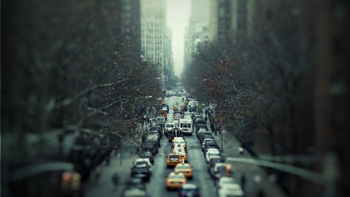 Traffic on a city street in New York City