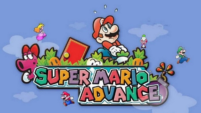 Super Mario Advance logo with characters