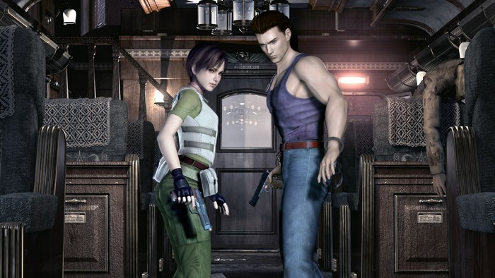 Rebecca Chambers and Billy Coen from Resident Evil 0 on a train