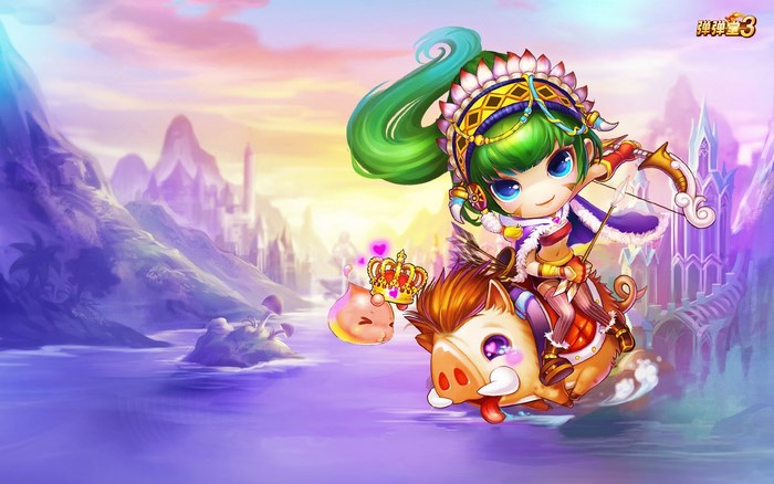 Chibi girl with bow riding a boar in DDTank
