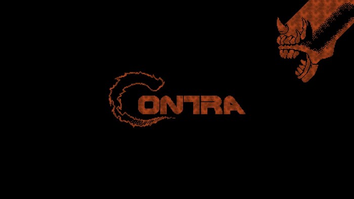Contra video game logo with monster