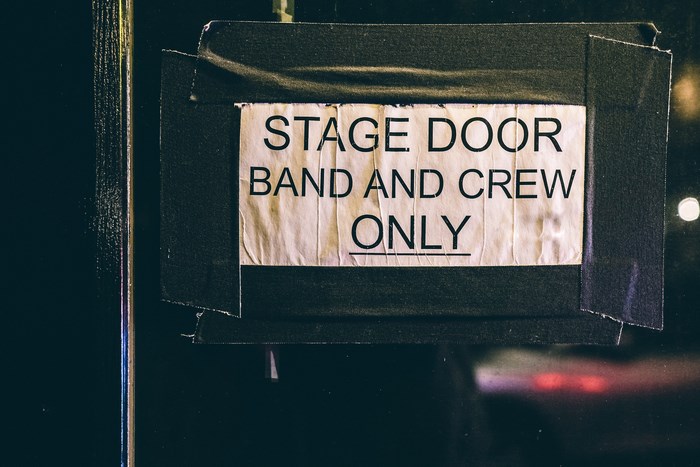Stage Door Band and Crew Only Sign