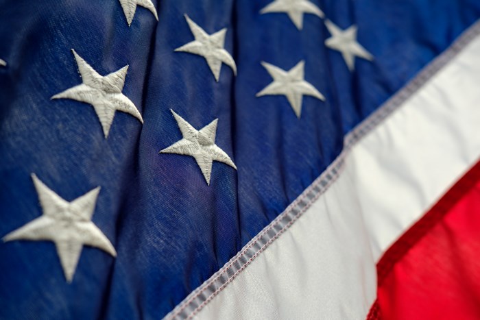Close-up of the American Flag with Stars and Stripes