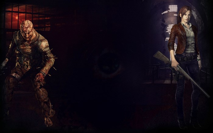 Claire Redfield and a monster from Resident Evil Revelations 2