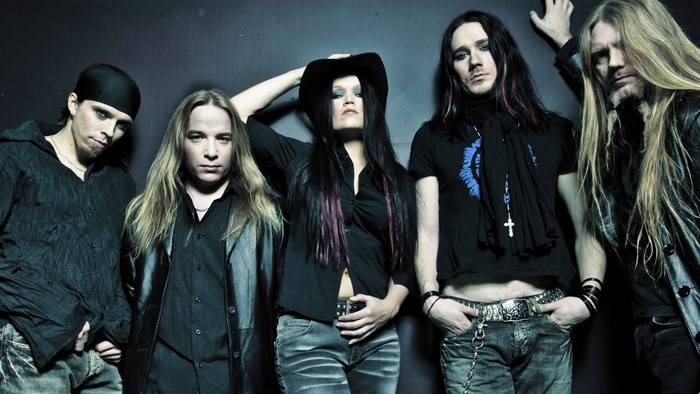 Nightwish band members posing