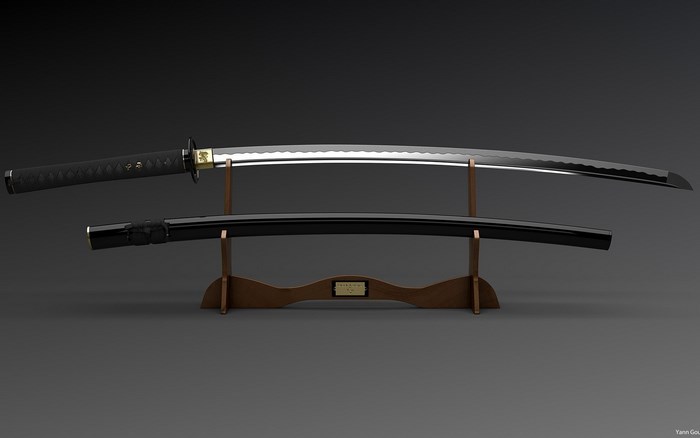 Katana on a wooden stand