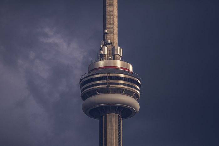 CN Tower against a stormy sky