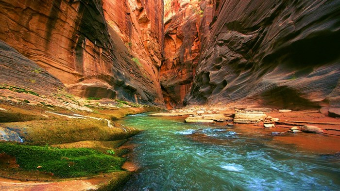 River flowing through a sandstone canyon