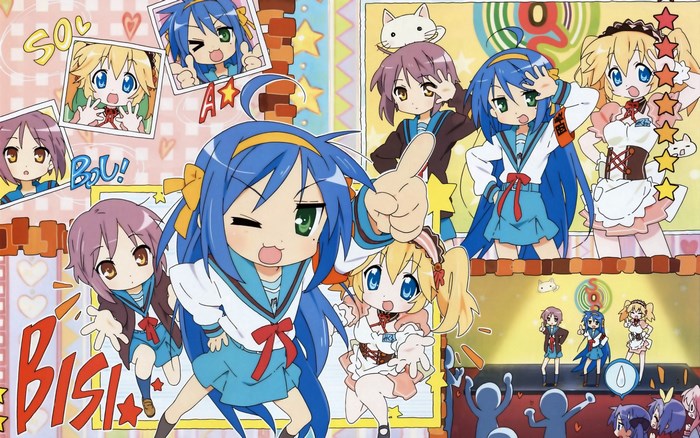 Lucky Star characters in various poses