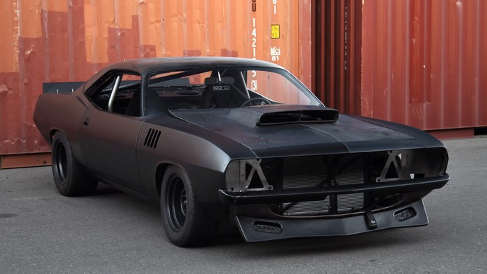 Matte Black Plymouth Barracuda Muscle Car