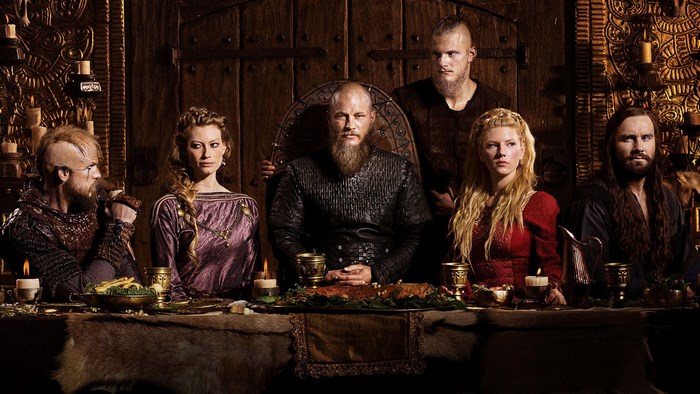Vikings characters at a feast