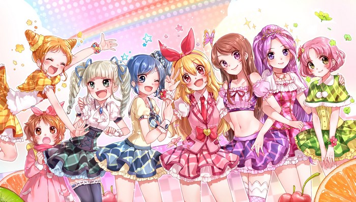 Aikatsu! characters in colorful outfits with fruit theme