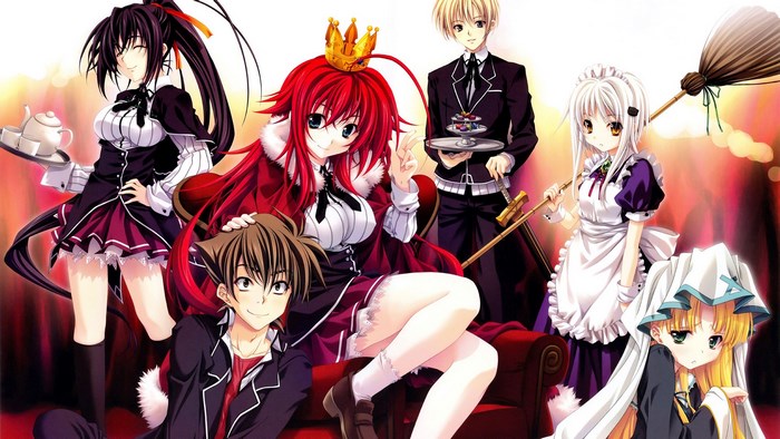 High School DxD characters with Rias Gremory in crown