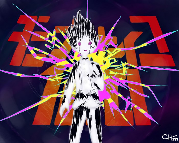 Mob from Mob Psycho 100 with psychic energy