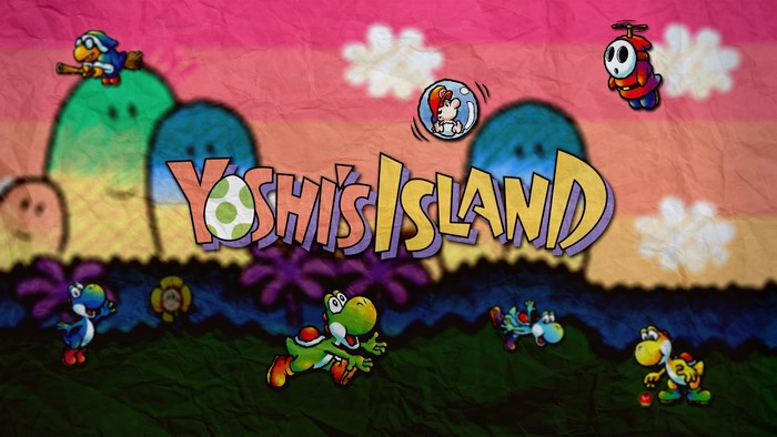 Yoshi's Island title screen with characters