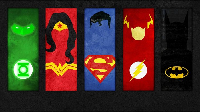 DC Comics Heroes Banners: Green Lantern, Wonder Woman, Superman, Flash, Batman