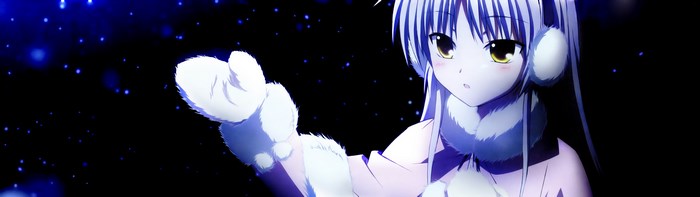 Anime girl with headphones and mittens