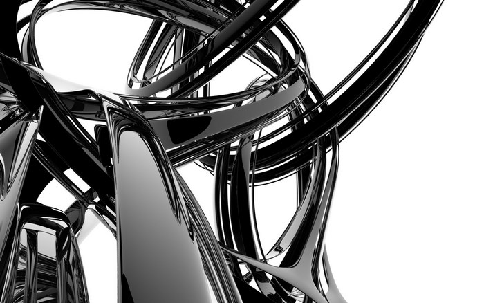 Abstract black metallic fluid sculpture