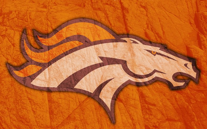 Denver Broncos logo on orange background