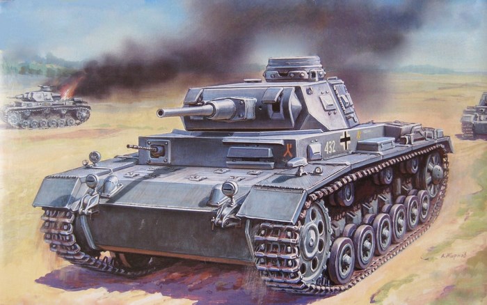 German Panzer IV Tank in Battlefield Scene