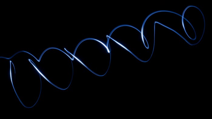 Blue light painting on black background