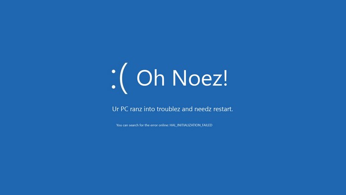 Blue Screen of Death with text