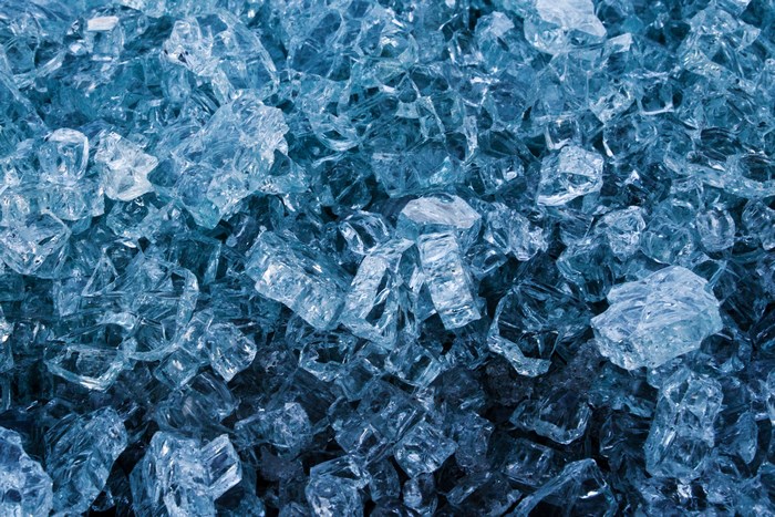 Close-Up of Crushed Blue Ice Chunks