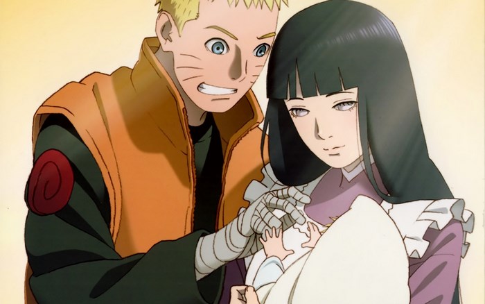 Naruto and Hinata with their baby
