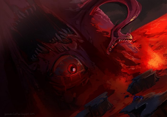 Terraria boss fight with dragon and eye