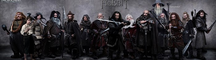 The Hobbit characters Gandalf and dwarves