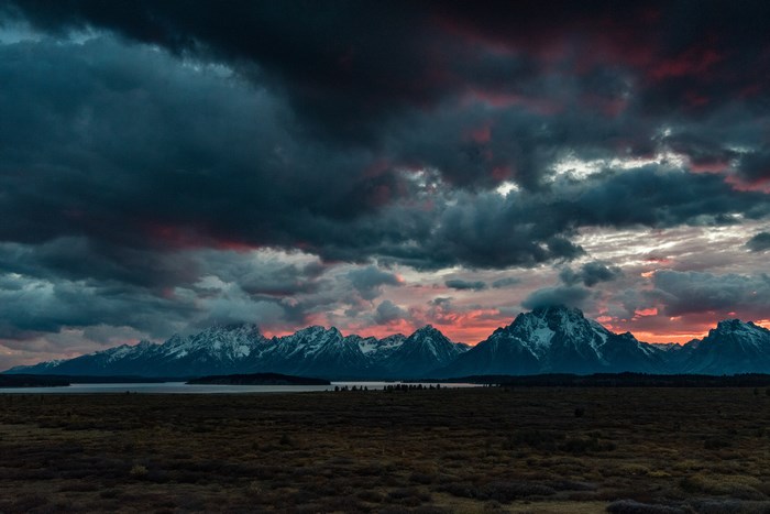 Stormy Sunset Over the Teton Mountain Range