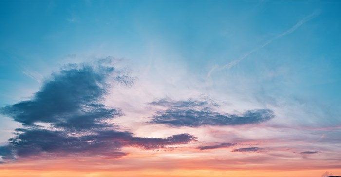 Pastel sky with colorful clouds at sunset