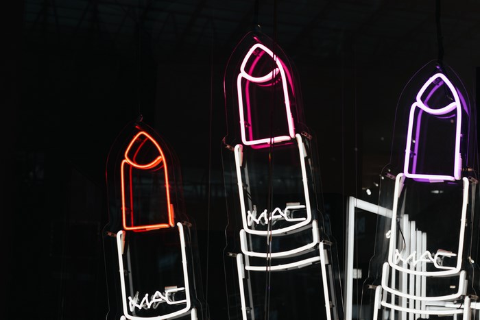 MAC lipstick neon signs in a store