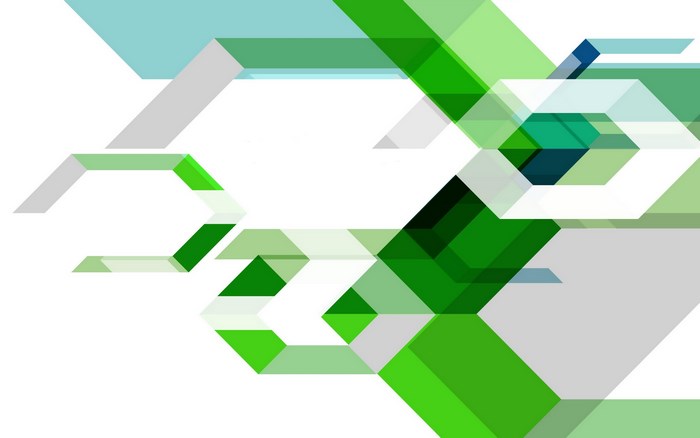 Abstract geometric shapes in green and blue