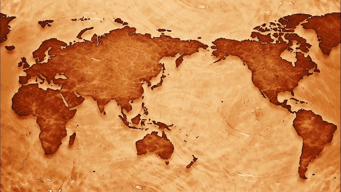 World map in sepia tones