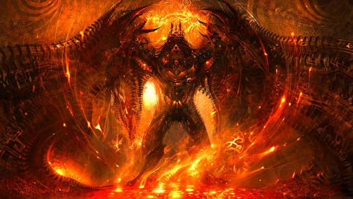 Fiery Demon with Mechanical Wings
