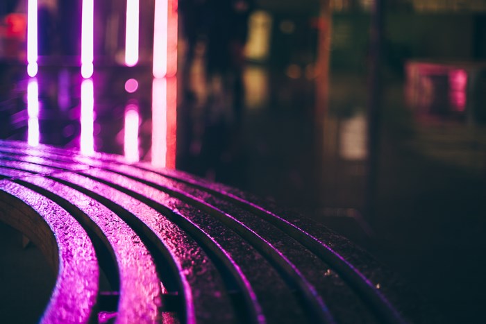 Neon Night Lights with Pink and Purple Bokeh