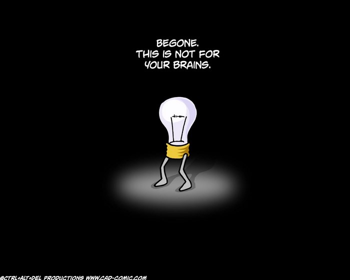 Lightbulb with legs says "Begone"