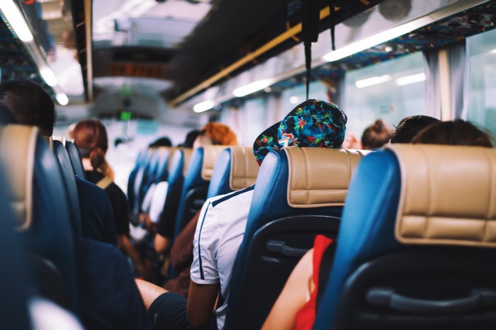 People sitting inside a bus