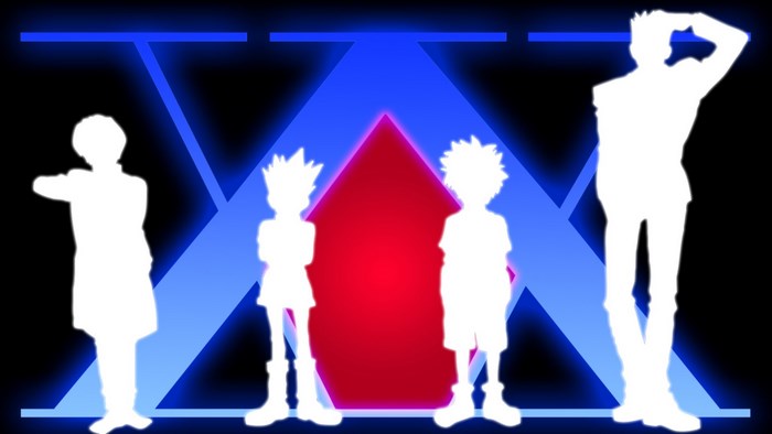 Hunter x Hunter characters silhouette with logo