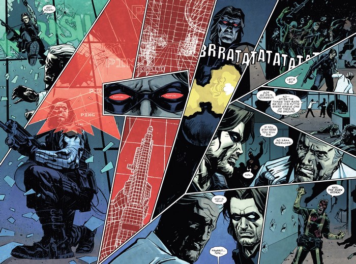 Bucky Barnes Winter Soldier in a comic panel