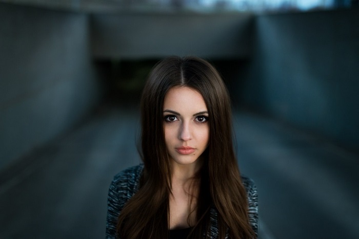 Young woman in a tunnel