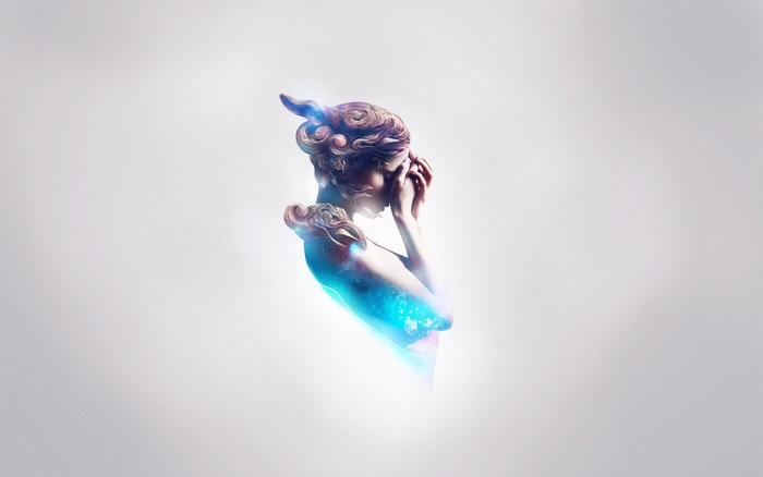 Statue with galaxy inside